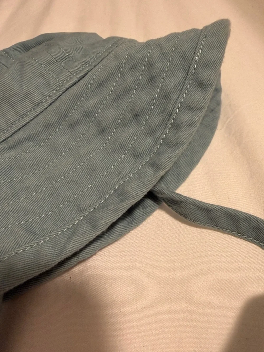 Light Blue Cotton Bucket Hat with Chin Ties 0-3 months